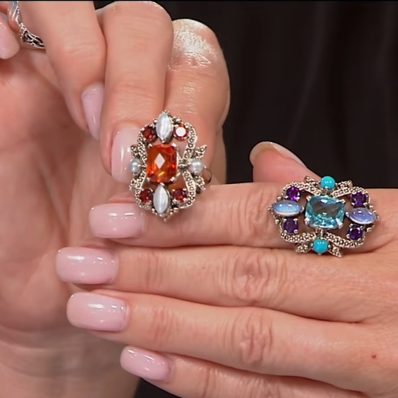 NICKY BUTLER New Honey Quartz Garnet Pearl Size 7 Sterling Silver Designer Ring - Picture 10 of 12